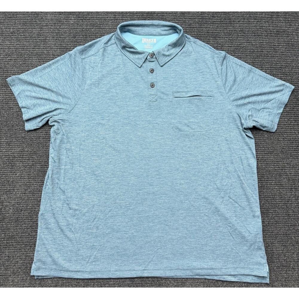 Duluth Trading Co Mens 2XL Blue Heathered Armachillo Cooling Relaxed Fit Polo - Picture 2 of 10